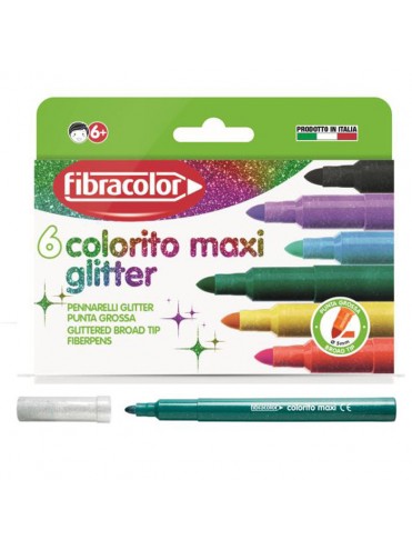 ΜΑΡΚΑΔΟΡΟΙ COLORITO MAXI GLITTER 6 ΧΡΩΜΑΤΩΝ ΜΥΤΗ 5ΜΜ FIBRACOLOR