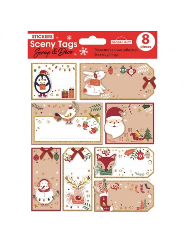 SCENY TAG CHRISTMAS STICKERS 14X12CM 540132 GLOBAL GIFT