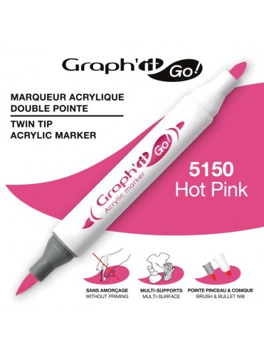 ΜΑΡΚΑΔΟΡΟΙ ΑΚΡΥΛΙΚΟΙ ΔΙΠΛΗ ΜΥΤΗ ΠΙΝΕΛΟ HOT PINK ΚΟΥΤΙ 3 ΤΕΜΑΧΙΩΝ GRAPH IT GO OZ